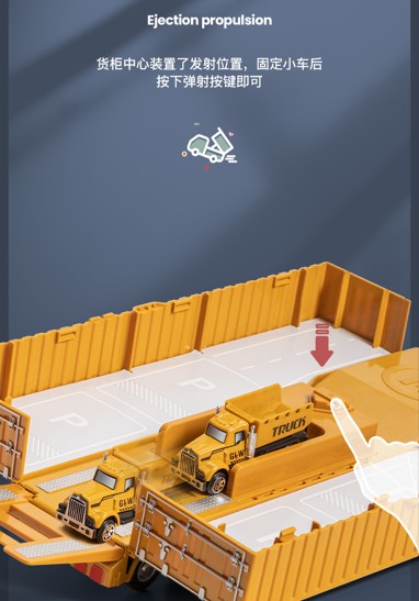 1:55 Scale Die-cast Crane Construction Vehicles and Launch Container Truck Toys Set with Sounds and Lights