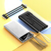 10000mAh Power Bank with Detachable Ports & Flashlight