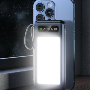 10000mAh Bidirectional Power Bank with 4 Camping Light Modes