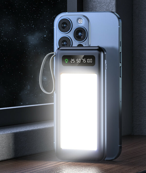 10000mAh Bidirectional Power Bank with 4 Camping Light Modes