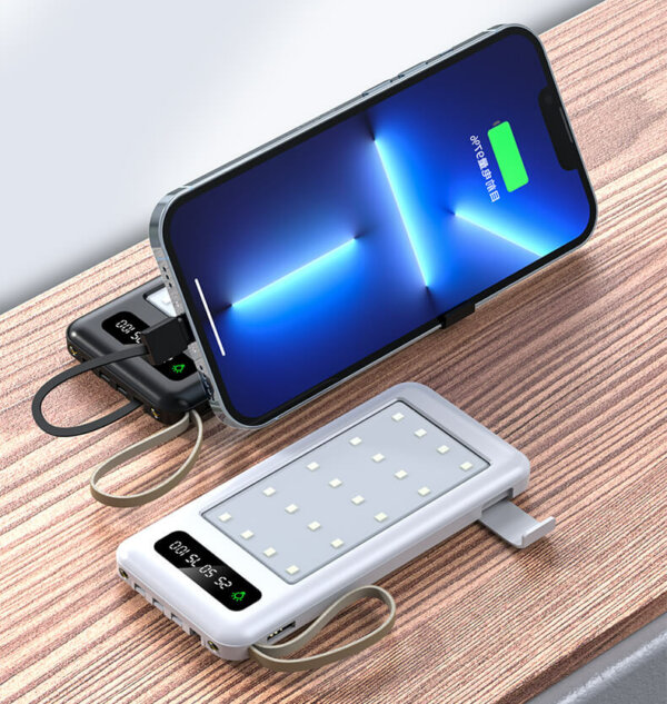 10000mAh Bidirectional Power Bank with 4 Camping Light Modes