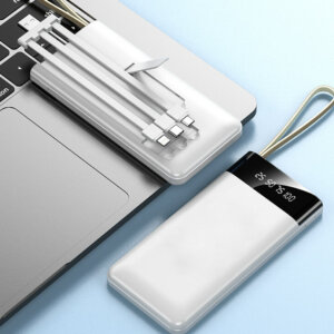 10000mAh Power Bank with Detachable Ports & Flashlight