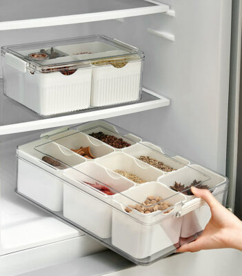 8 Pieces Seasoning Boxes Plastic Storage Container with Lid-Organization and Storage for Kitchen, Refrigerator