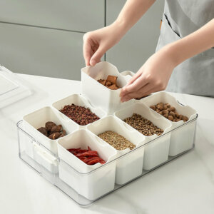 8 Pieces Seasoning Boxes Plastic Storage Container with Lid-Organization and Storage for Kitchen, Refrigerator