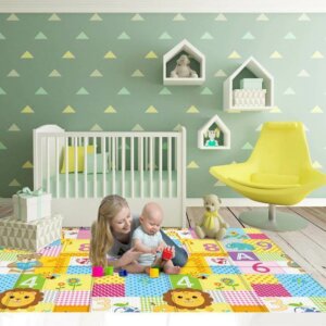 Sensory & Learning Baby Crawling Mat-Waterproof & Foldable, Reversable Baby Floor Mat