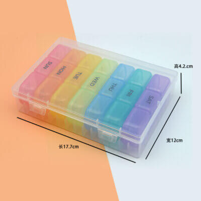 Weekly Pill Organizer,3-Times-A-Day 7 Day Pill Box- Moisture-Proof, Medication Reminder, Portable Travel Container