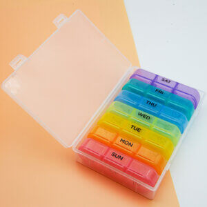 Weekly Pill Organizer,3-Times-A-Day 7 Day Pill Box- Moisture-Proof, Medication Reminder, Portable Travel Container