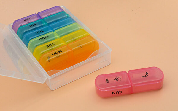 Weekly AM/PM Pill Organizer 2 Times A Day-Day and Night Pill Containers for Pills/Vitamin/Fish Oil/Supplements