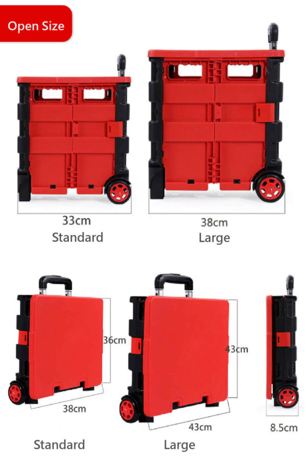 Foldable 2 Wheels Rolling Shopping Cart with Telescoping Handle and Lid