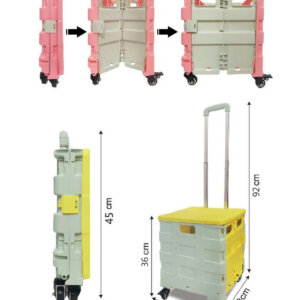 Foldable 4 Wheels Rolling Shopping Cart with Telescoping Handle and Lid