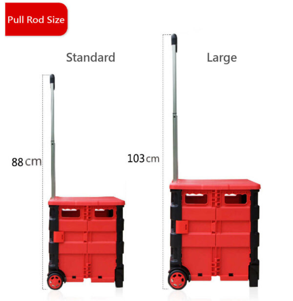 Foldable 2 Wheels Rolling Shopping Cart with Telescoping Handle and Lid