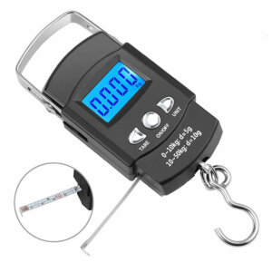 LCD Screen Portable Electronic Balance Digital Fish Hook Hanging Scale with Measuring Tape Ruler