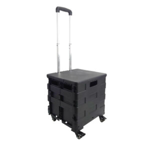 Foldable 4 Wheels Rolling Shopping Cart with Telescoping Handle and Lid