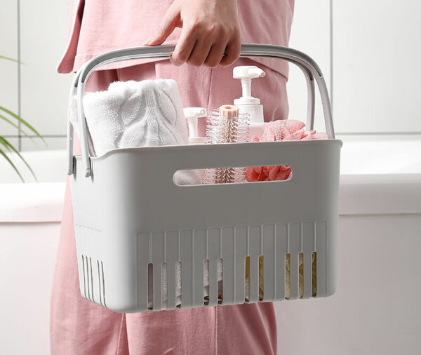 Plastic Bathroom Storage Basket with Handle