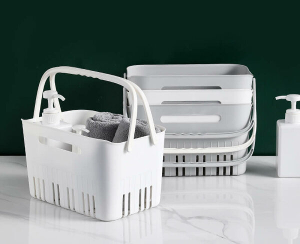 Plastic Bathroom Storage Basket with Handle