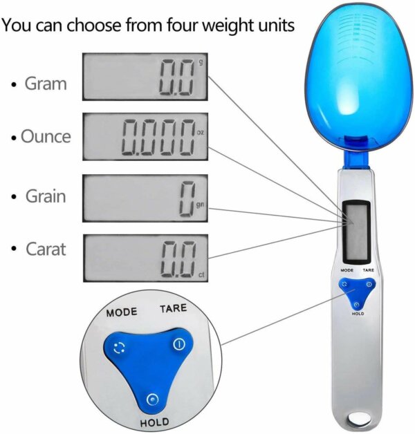 3 Different Specifications Rechargeable Digital Multifunctional Kitchen Spoon Scale with Accurate LCD Display