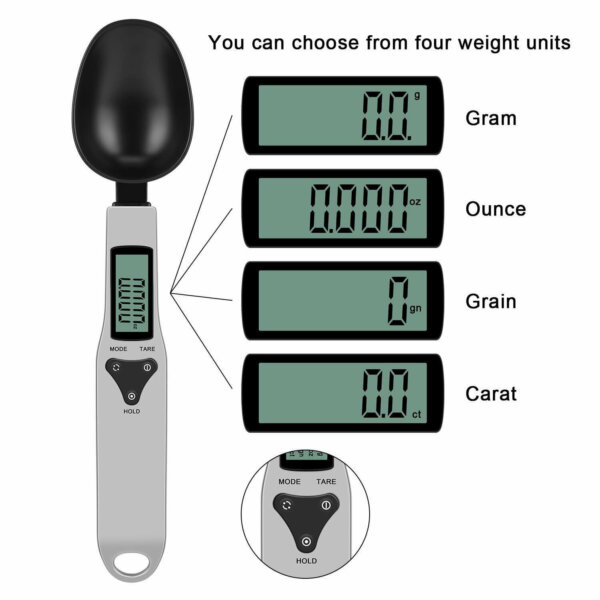 Rechargeable Digital Multifunctional Kitchen Spoon Scale with Accurate LCD Display