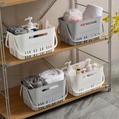 Plastic Bathroom Storage Basket with Handle