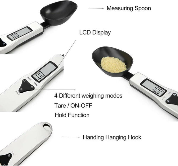 Rechargeable Digital Multifunctional Kitchen Spoon Scale with Accurate LCD Display