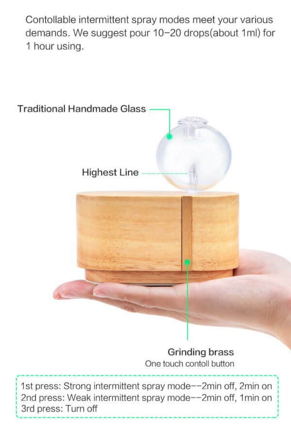 Natural Wood Portable Glass Nebulizer