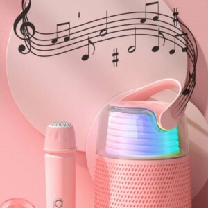 Rechargeable Bluetooth Karaoke Speaker with Microphone and Dynamic Lights