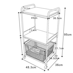 3 Tiers Rolling Storage Cart with Wheels 6