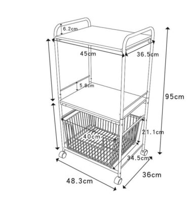 3 Tiers Rolling Storage Cart with Wheels 6