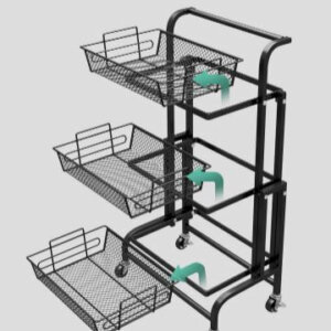 Adjustable Angle 3 Tiers Rolling Storage Cart 3