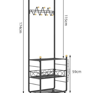 Houseware Garment Rack with Storage Shelves and Hanging Hooks