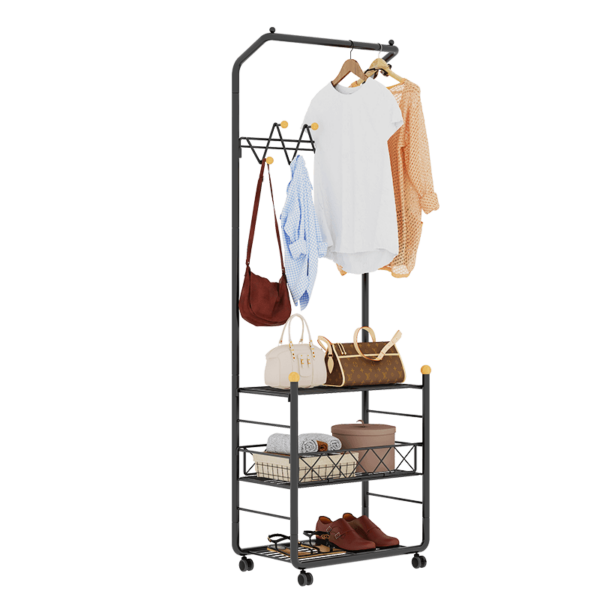 Houseware Garment Rack with Storage Shelves and Hanging Hooks