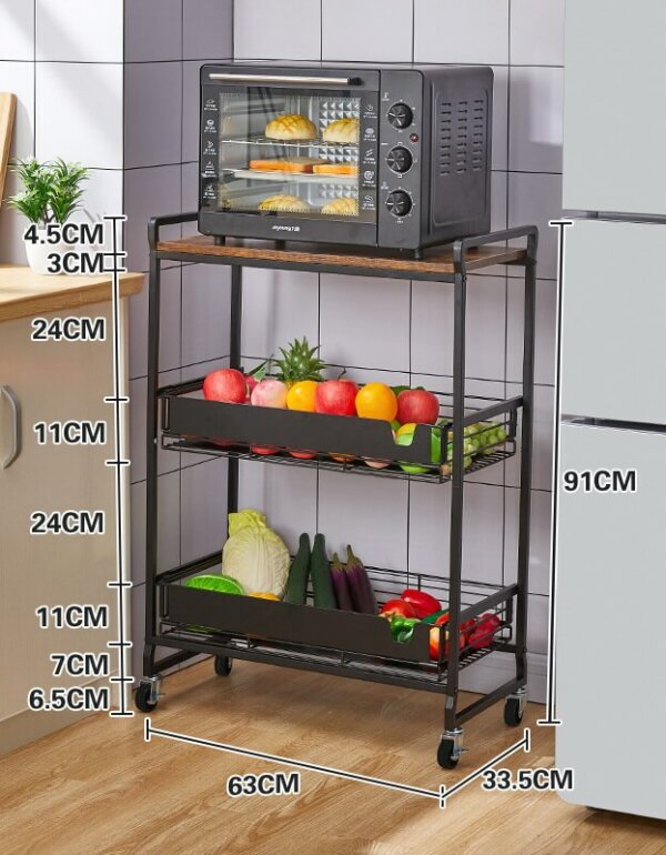 Kitchen Bakers Rack Microwave Stand Cart on Wheels 2