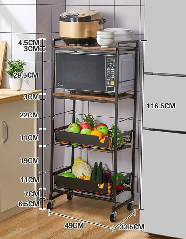 Kitchen Bakers Rack Microwave Stand Cart on Wheels 3