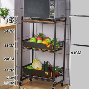 Kitchen Bakers Rack Microwave Stand Cart on Wheels