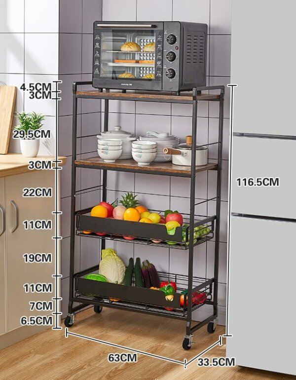 Kitchen Bakers Rack Microwave Stand Cart on Wheels 4