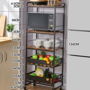 Kitchen Bakers Rack Microwave Stand Cart on Wheels 5