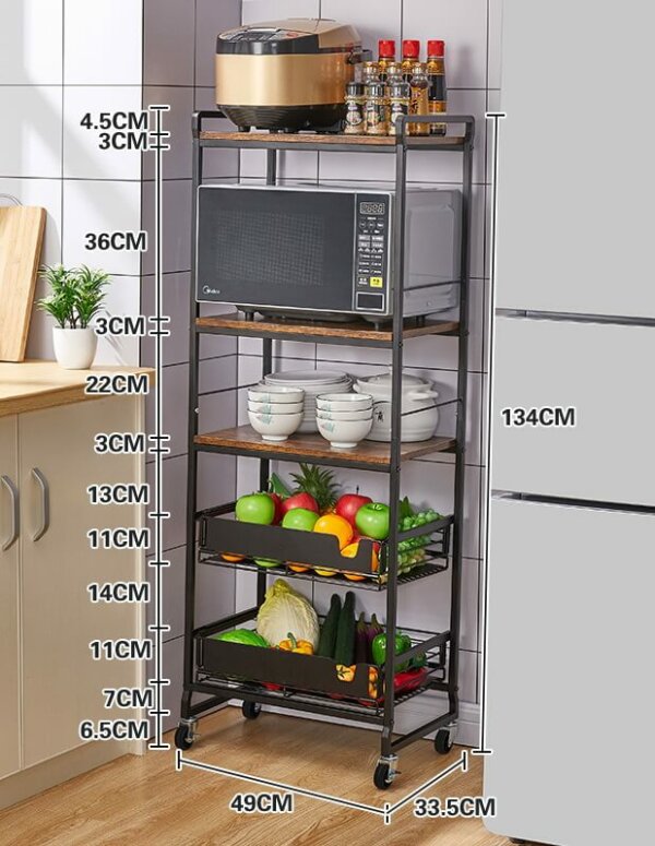 Kitchen Bakers Rack Microwave Stand Cart on Wheels 5