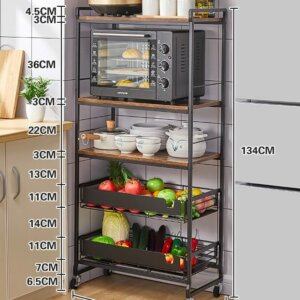 Kitchen Bakers Rack Microwave Stand Cart on Wheels 6