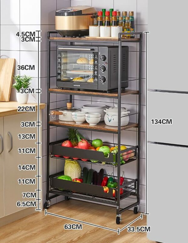 Kitchen Bakers Rack Microwave Stand Cart on Wheels 6