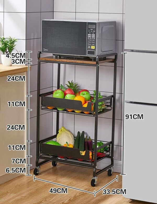 Kitchen Bakers Rack Microwave Stand Cart on Wheels