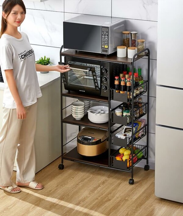 Kitchen Storage Bakers Rack with Wheels 2