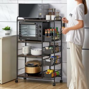 Kitchen Storage Bakers Rack with Wheels