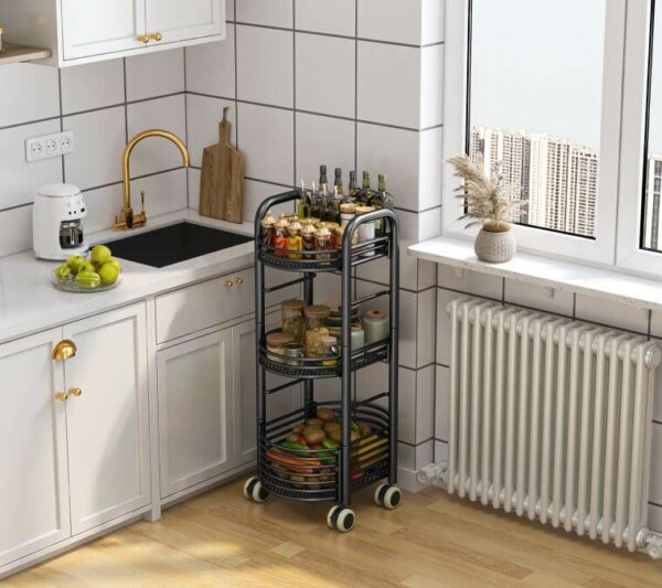 Kitchen Storage Rack with Rolling Wheels 13