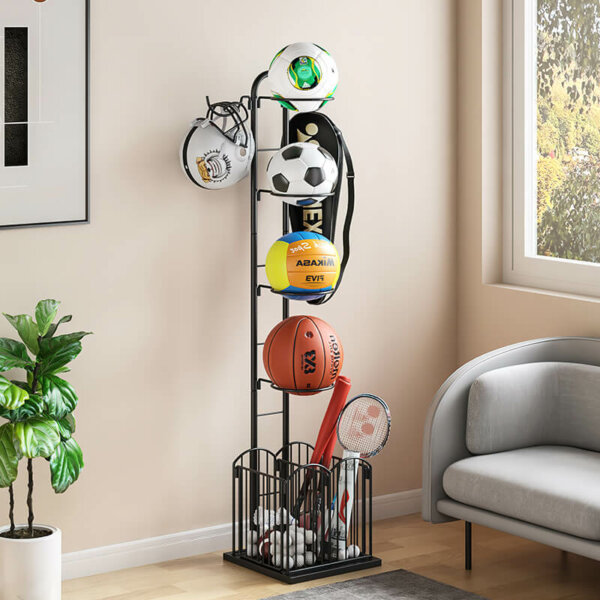 basketball storage shelf with detachable basket 6