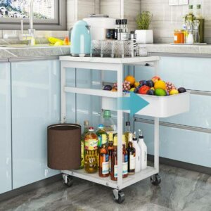 Rolling 3 Tiers Storage Cart with Basket