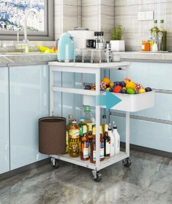 Rolling 3 Tiers Storage Cart with Basket