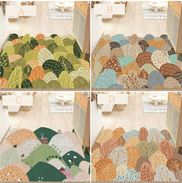 Non Slip Waterproof Forest Silk loop Welcome Mat 3