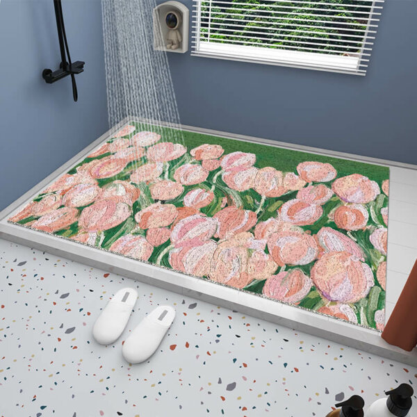 Non Slip Waterproof Tulip Silk loop Mat 3