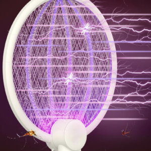 Foldable USB Rechargeable Electric Mosquito Zapper Racket Hands Free Handhold Modes 5