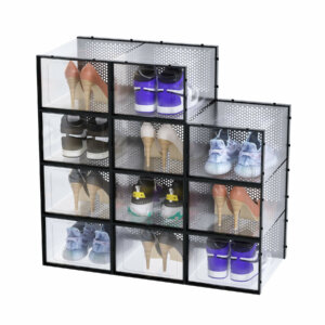 Stackable Plastic Shoe Organizer with Clear Door 2