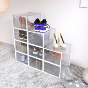 Stackable Plastic Shoe Organizer with Clear Door 3